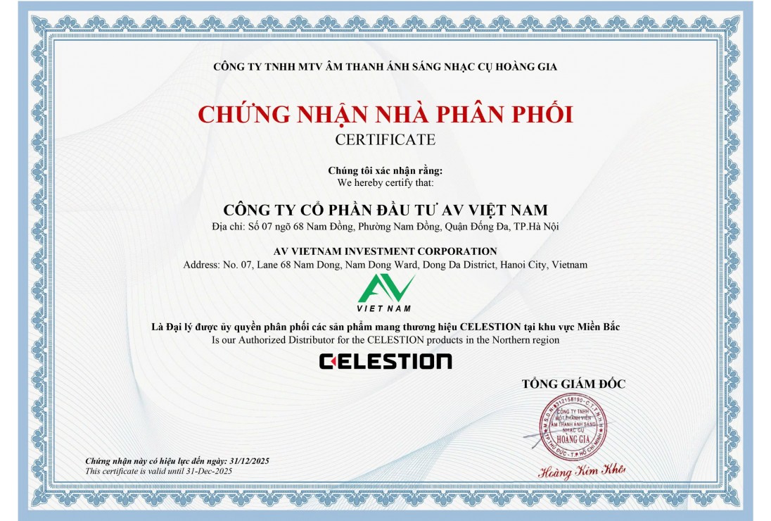 AV VIỆT NAM CHÍNH THỨC TRỞ THÀNH ĐẠI LÝ PHÂN PHỐI SẢN PHẨM CELESTION TẠI KHU VỰC MIỀN BẮC